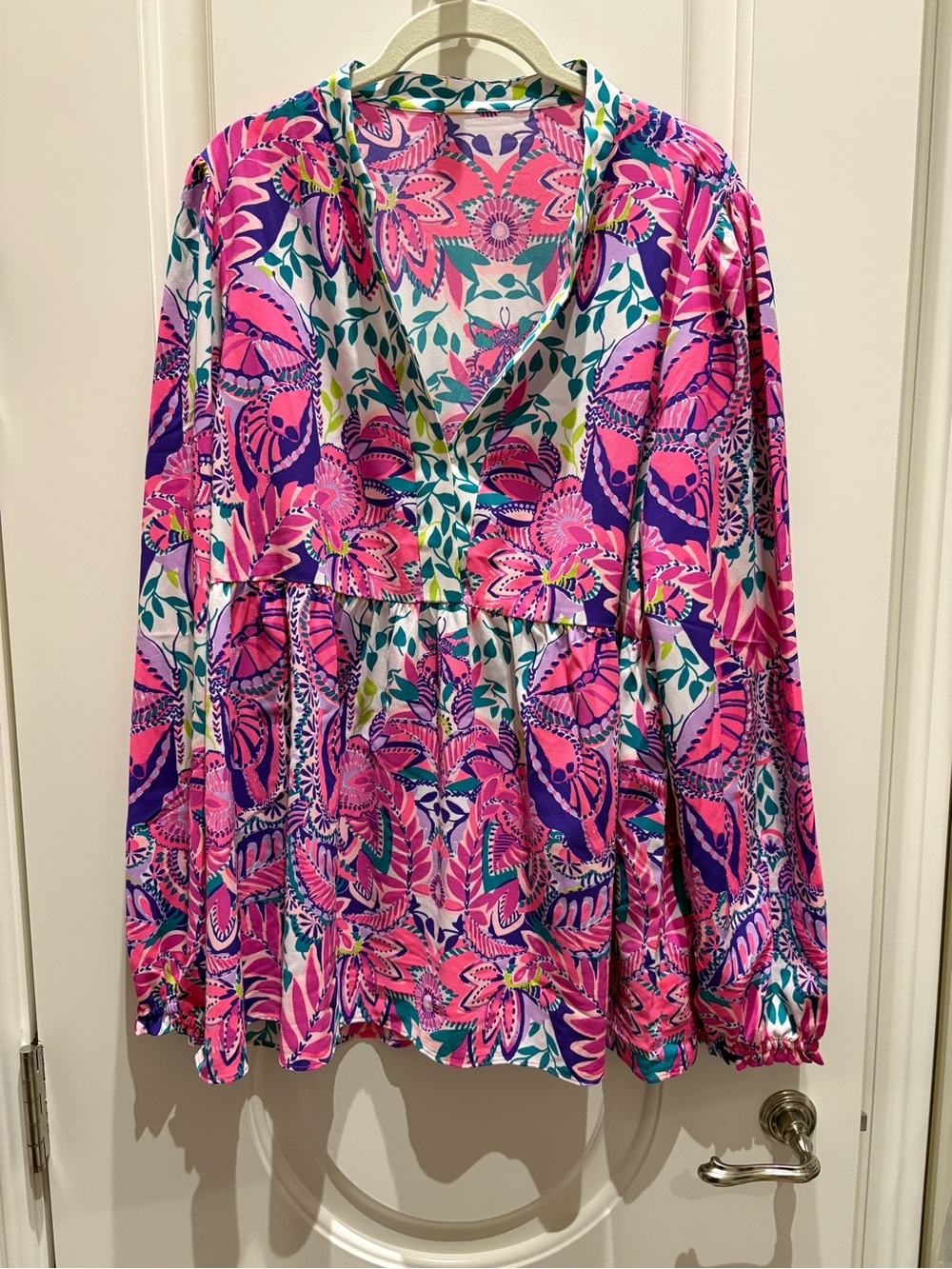 Lilly Pulitzer Pink Purple Teal Floral Tunic